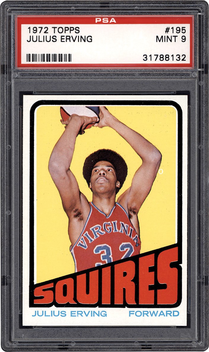- 1972 Topps Basketball #195 Julius Erving Rookie PSA MINT 9 (Only One Higher)