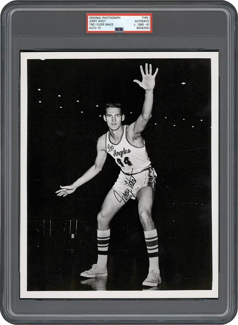 - 1960 Jerry West Signed Original Photograph Used for 1961 Fleer Rookie Card (PSA Type I - Auto 10)
