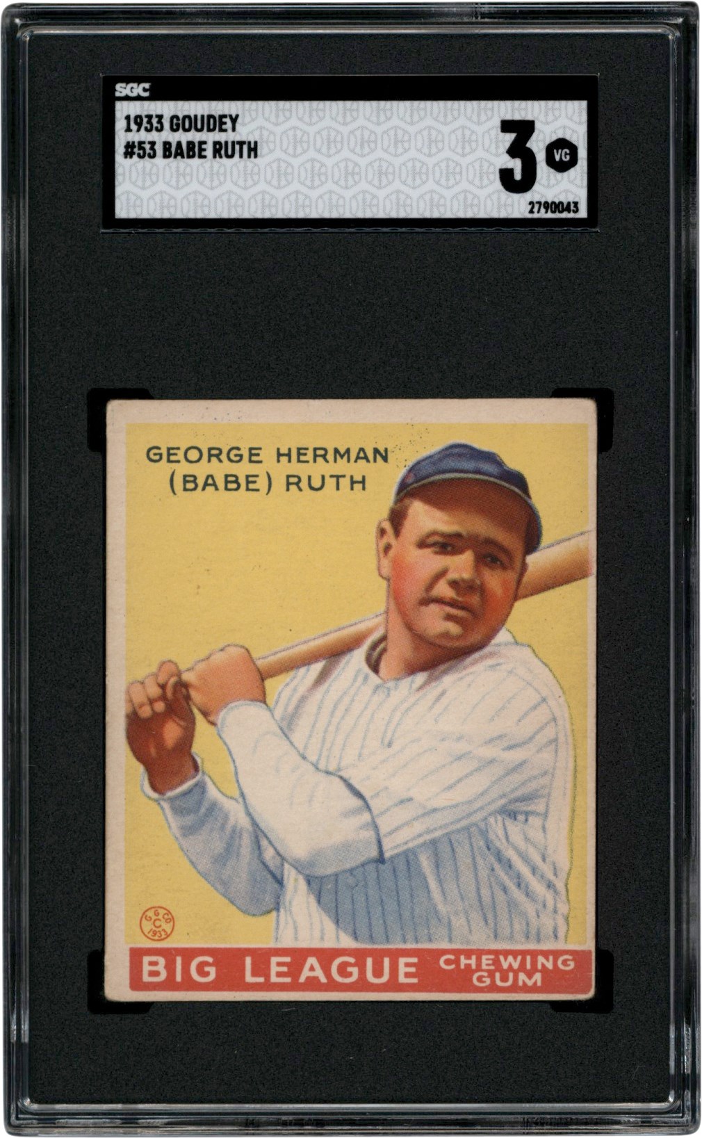 - 1933 Goudey Baseball  #53 Babe Ruth SGC VG 3