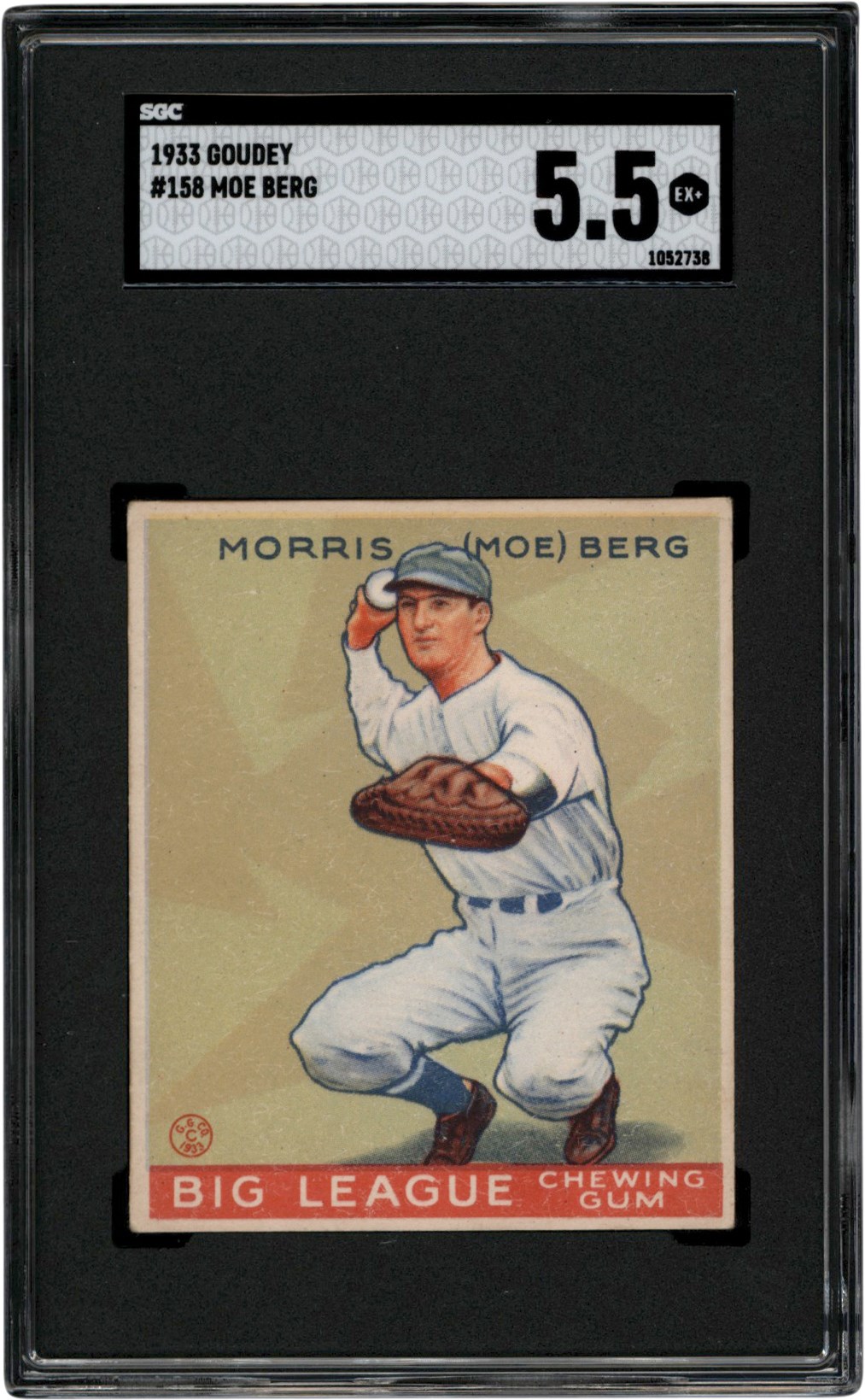 - 1933 Goudey Baseball #158 Moe Berg SGC EX+ 5.5