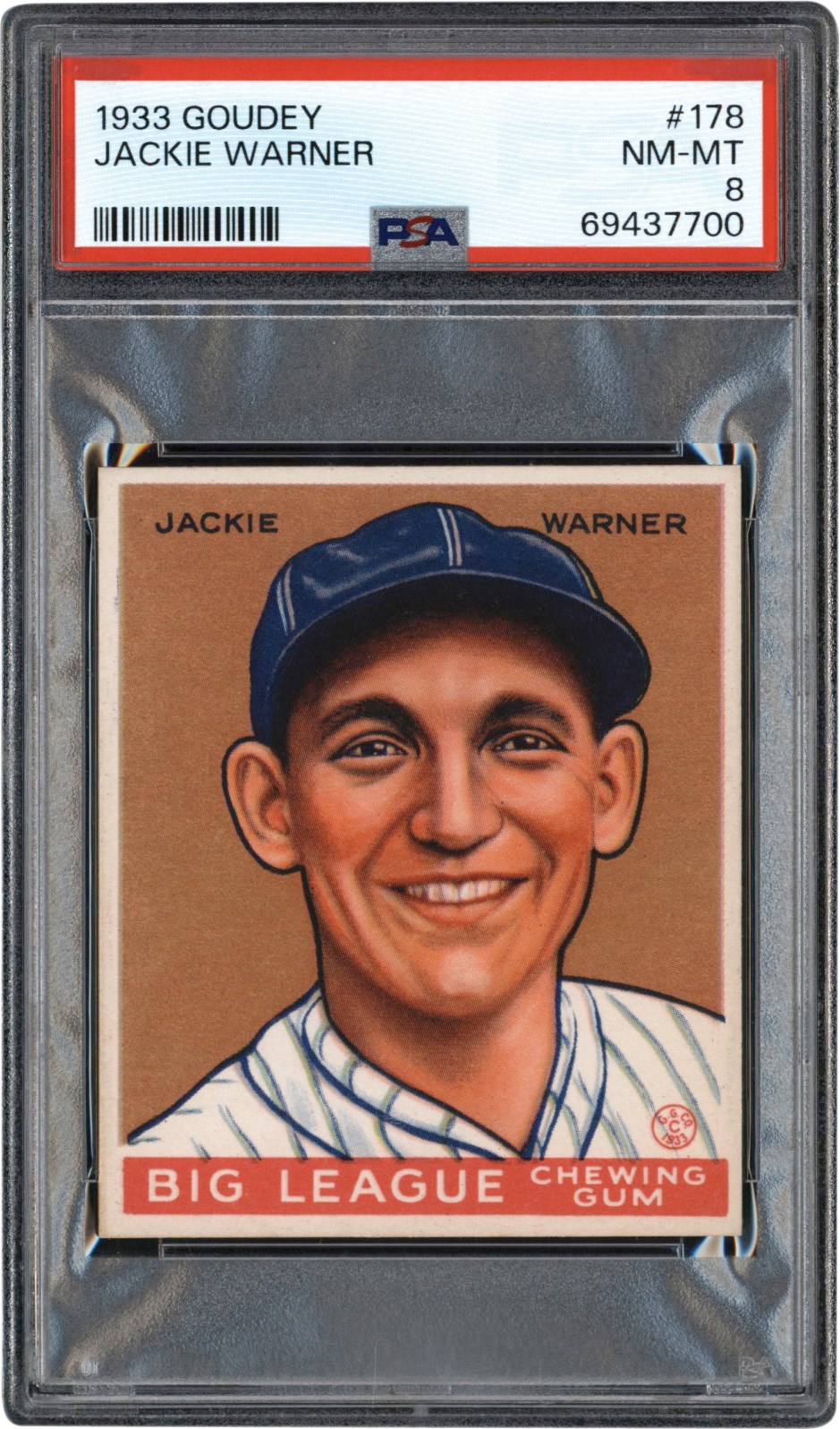 - 1933 Goudey Baseball #176 Jackie Warner PSA NM-MT 8 (Low Pop)