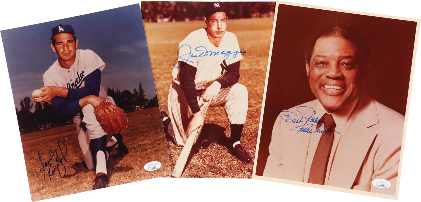 - Baseball Hall of Fame Signed Photograph Collection w/DiMaggio, Koufax, and Mays (Individual JSA Certs) (41)