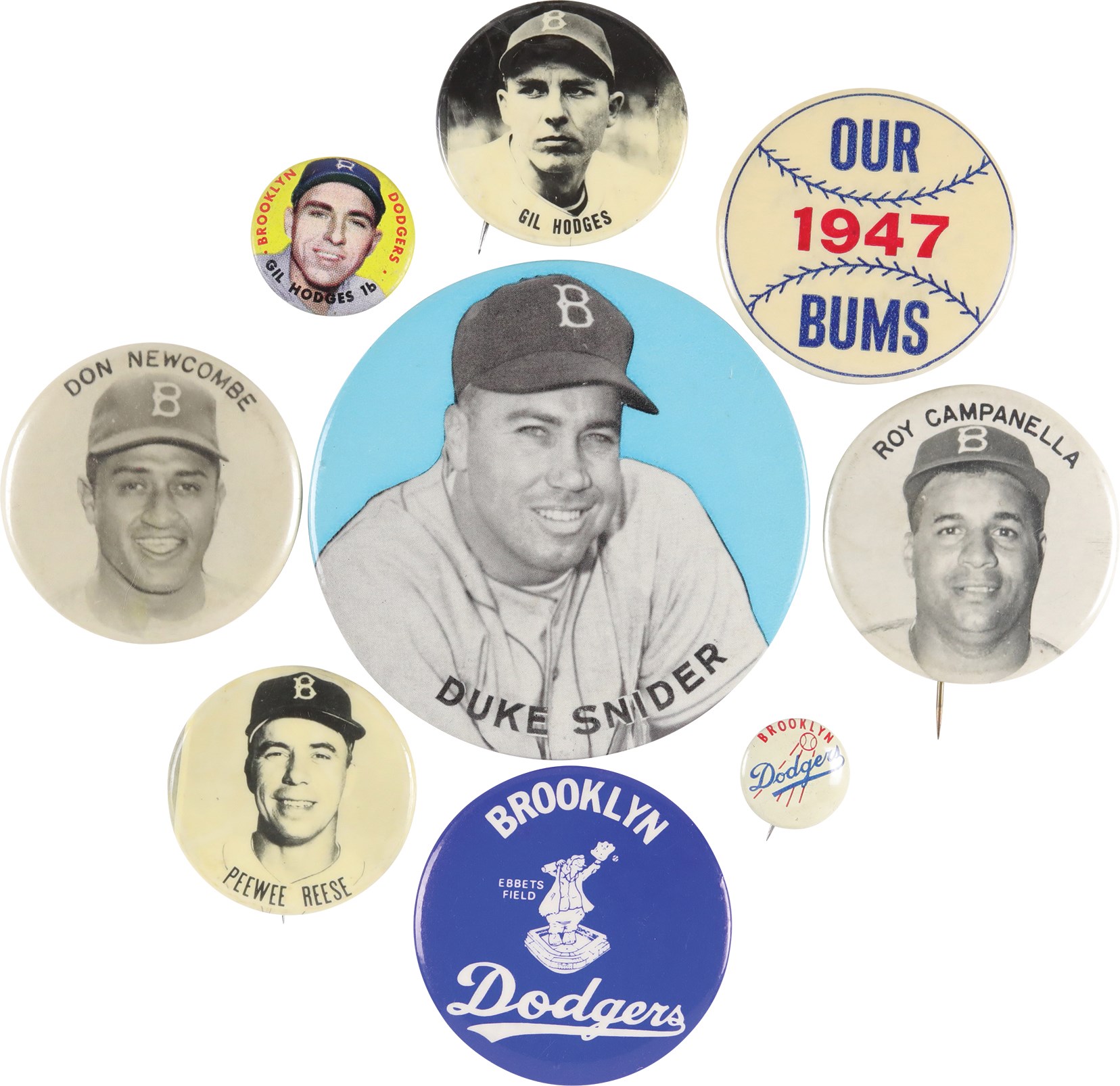 - 1940s & 1950s Brooklyn Dodgers Team and Player Pin Collection (29)