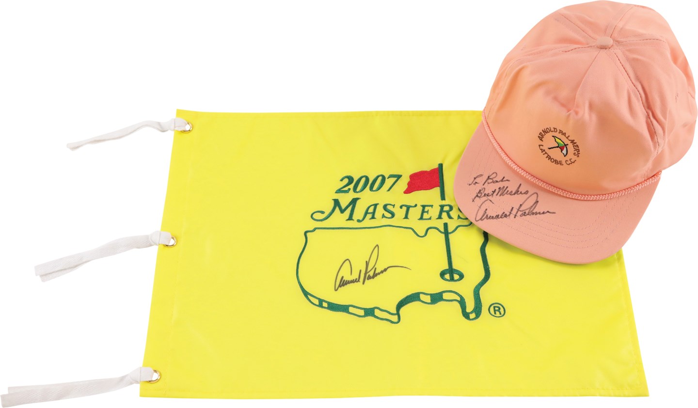 Olympics and All Sports - Arnold Palmer Signed 2007 Masters Flag (PSA) with Signed Hat