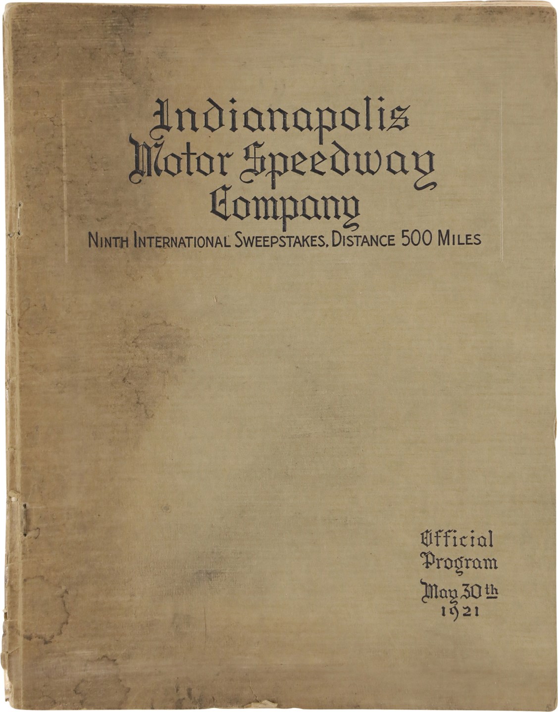 - 1921 Indianapolis 500 Program and Scorecard