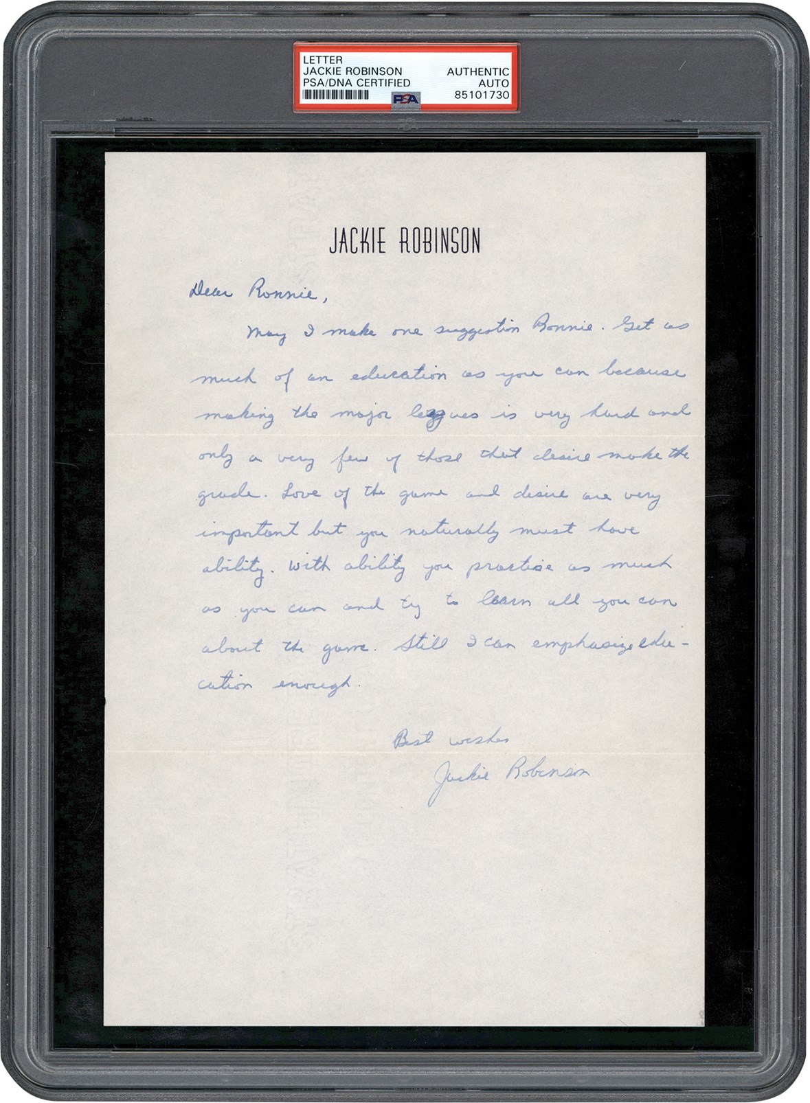 - 1956 Jackie Robinson Handwritten Letter (PSA)