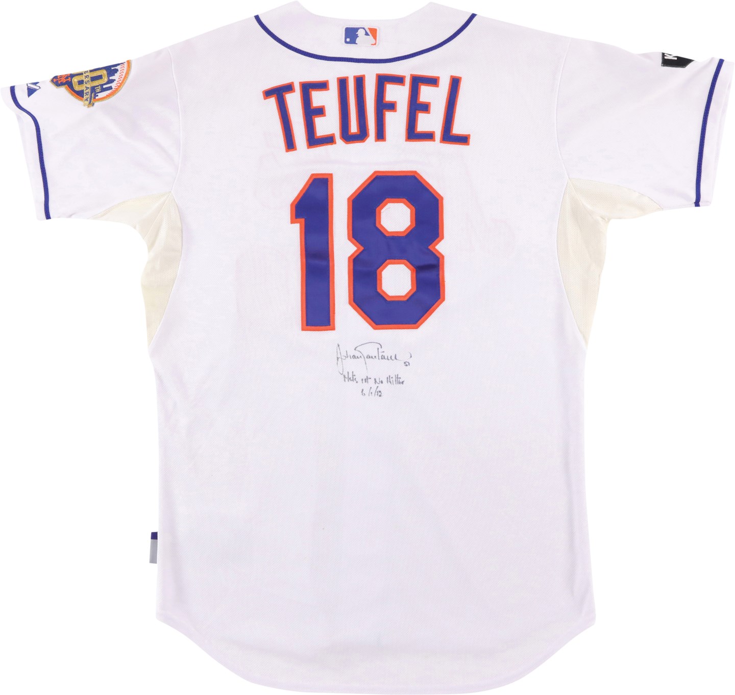 - 2012 Tim Teufel New York Mets Game Worn Jersey from Johan Santana's No-Hitter - Signed and Inscribed by Johan (MLB & Mets COA)