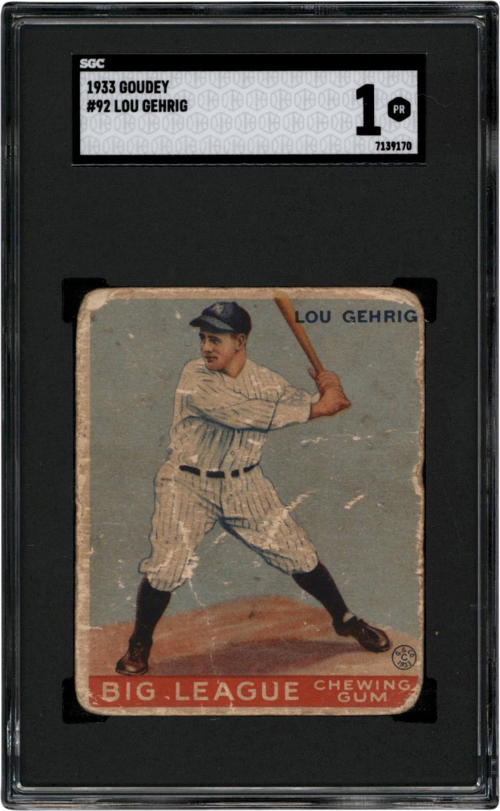 - 1933 Goudey Baseball #92 Lou Gehrig SGC PR 1