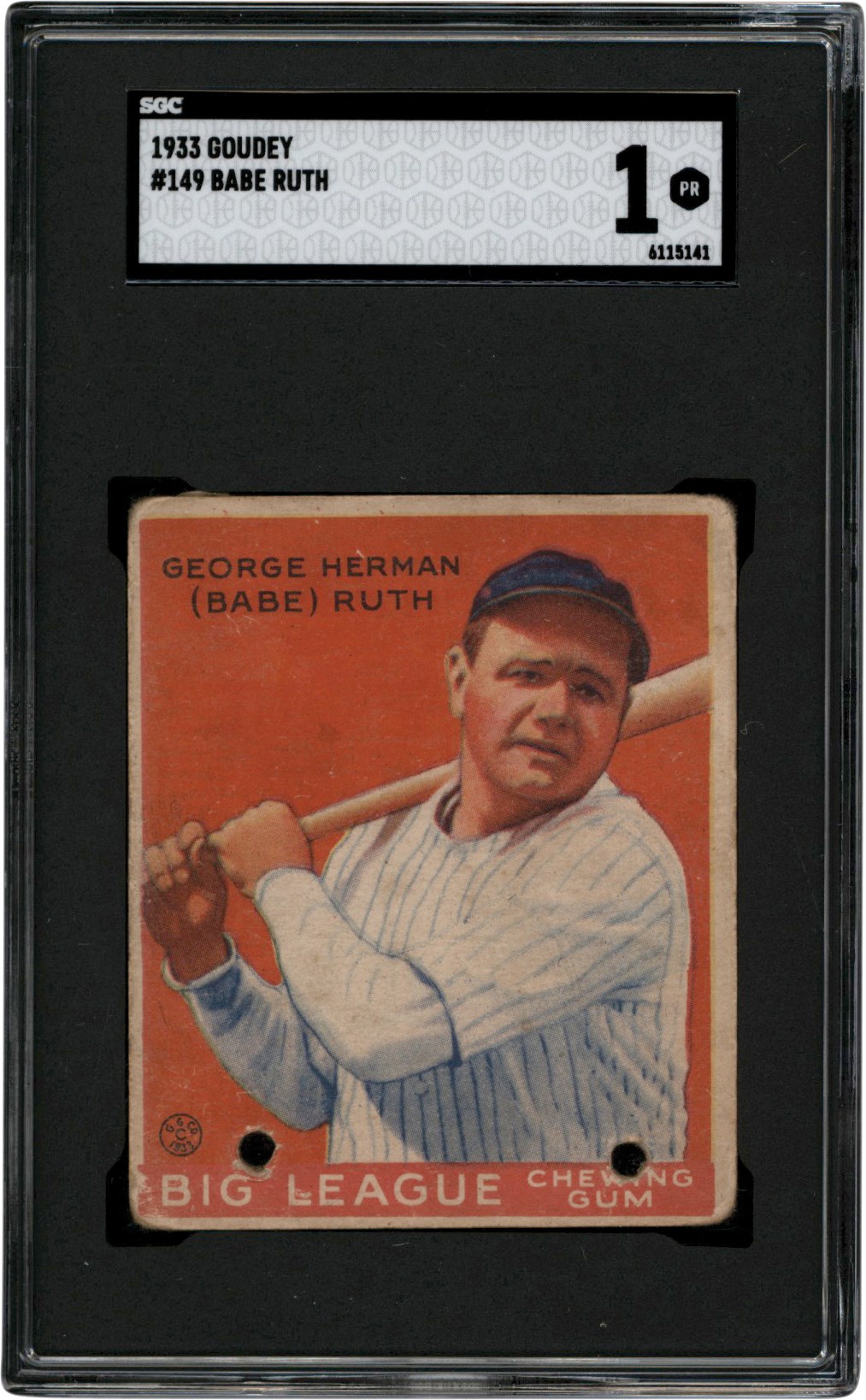 - 1933 Goudey Baseball #149 Babe Ruth SGC PR 1