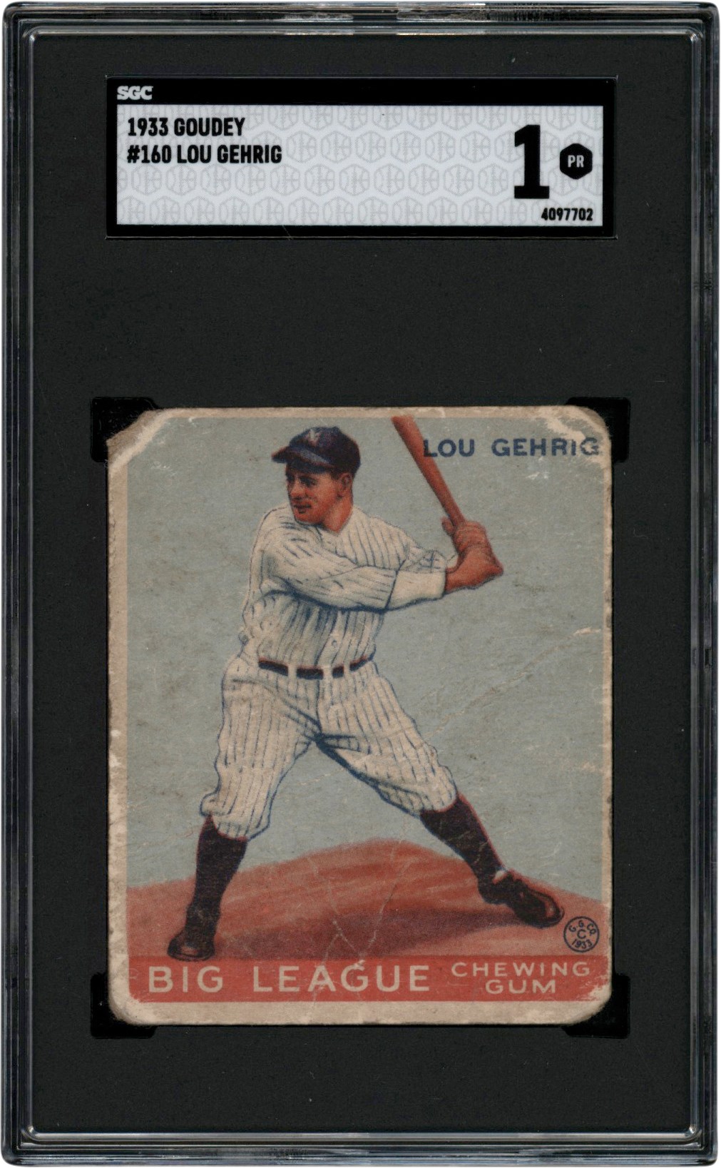 - 1933 Goudey Baseball #160 Lou Gehrig SGC PR 1
