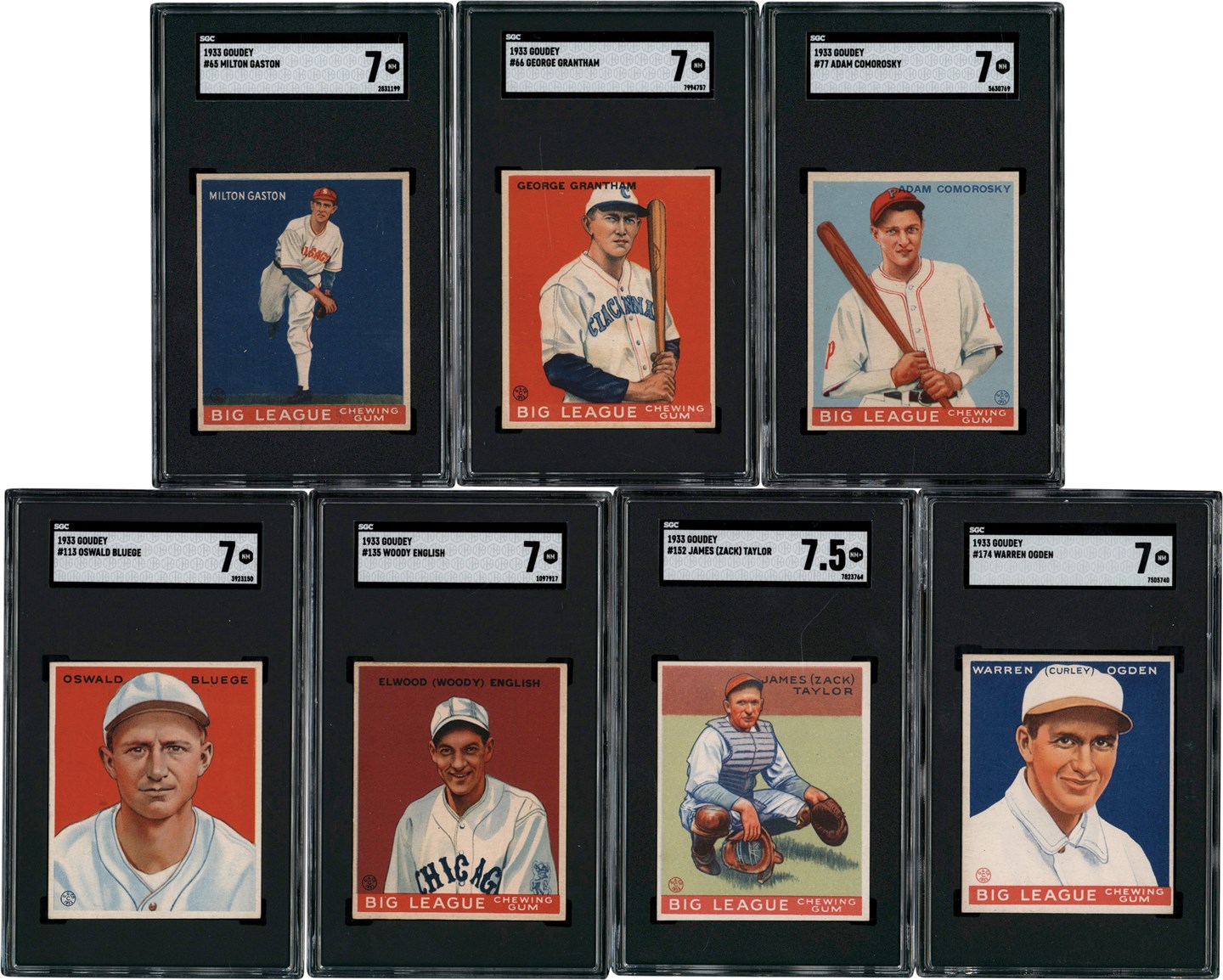 - 1933 Goudey Baseball High Grade SGC Collection (7) All NM+ 7.5 & NM 7