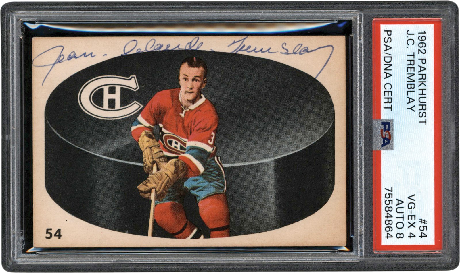 - 1962 Parkhurst Hockey #54 J.C. Tremblay Signed Rookie Card PSA VG-EX 4 Auto 8 (Only Known Example)