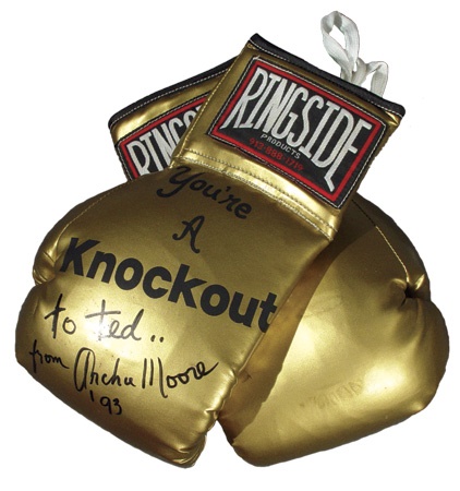 Ted Williams - Archie Moore Gloves & Letter Personalized to Ted Williams