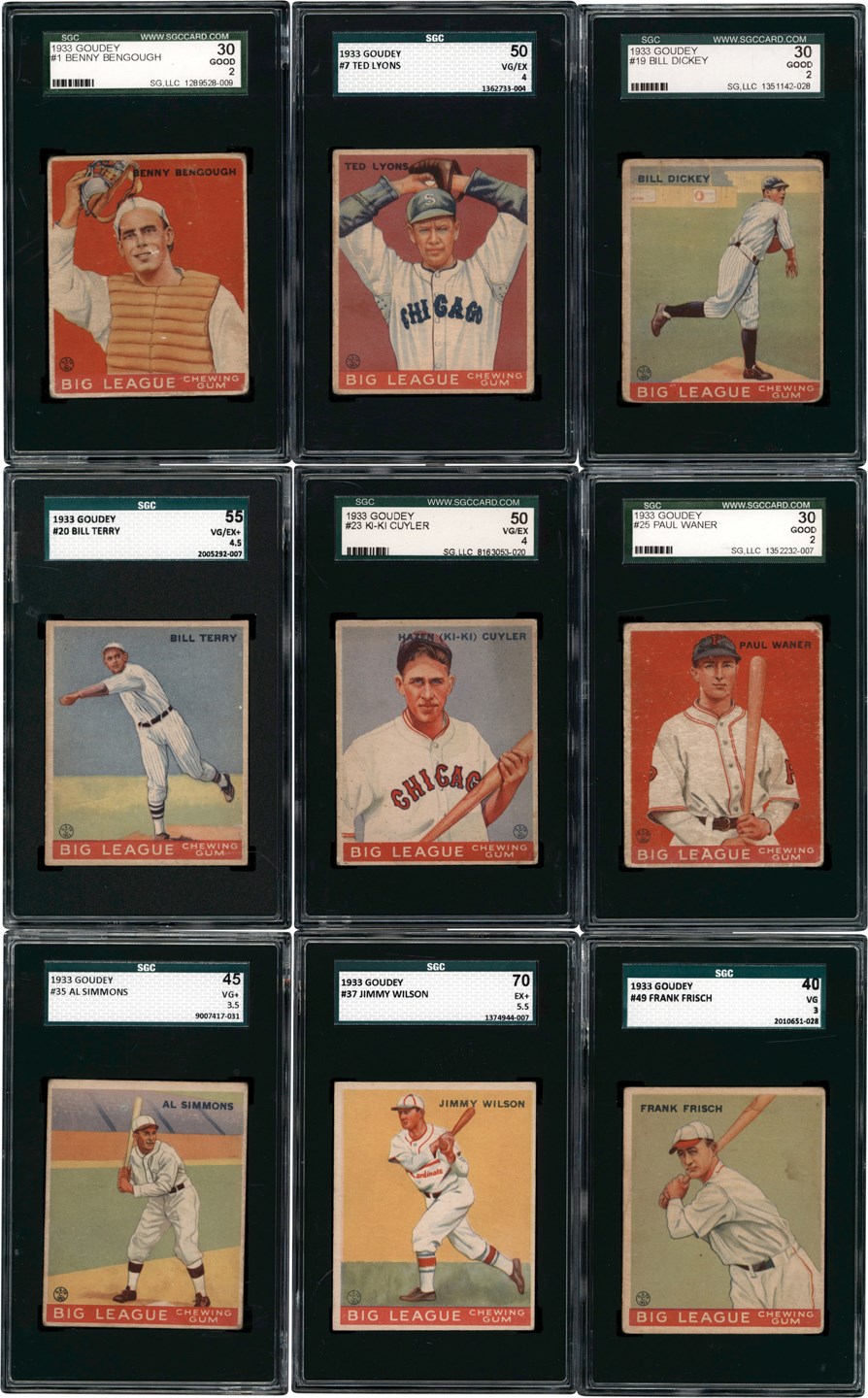 - 1933 Goudey Baseball Low # SGC Collection w/Hall of Famers (43)
