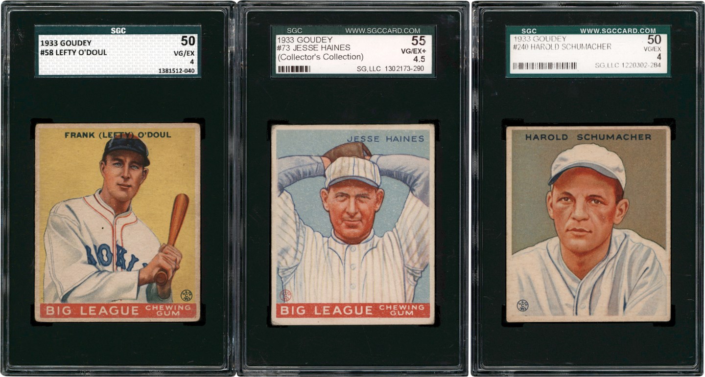 - 1933 Goudey Baseball SGC VG-EX 4 & VG-EX+ 4.5 Collection w/Haines & O'Doul (26)