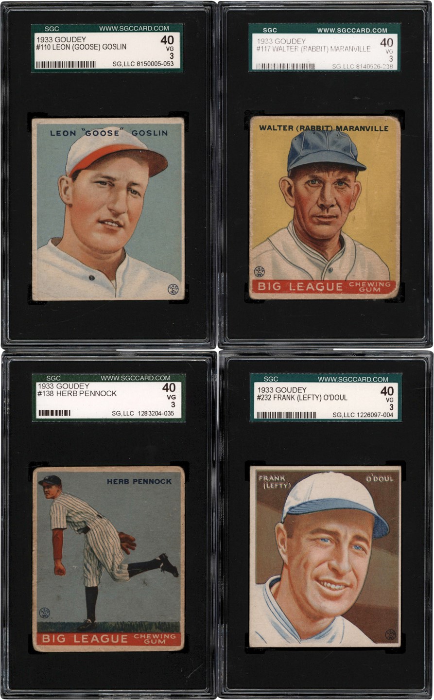 - 1933 Goudey Baseball SGC VG 3 & VG 3.5 Collection w/Hall of Famers (50)