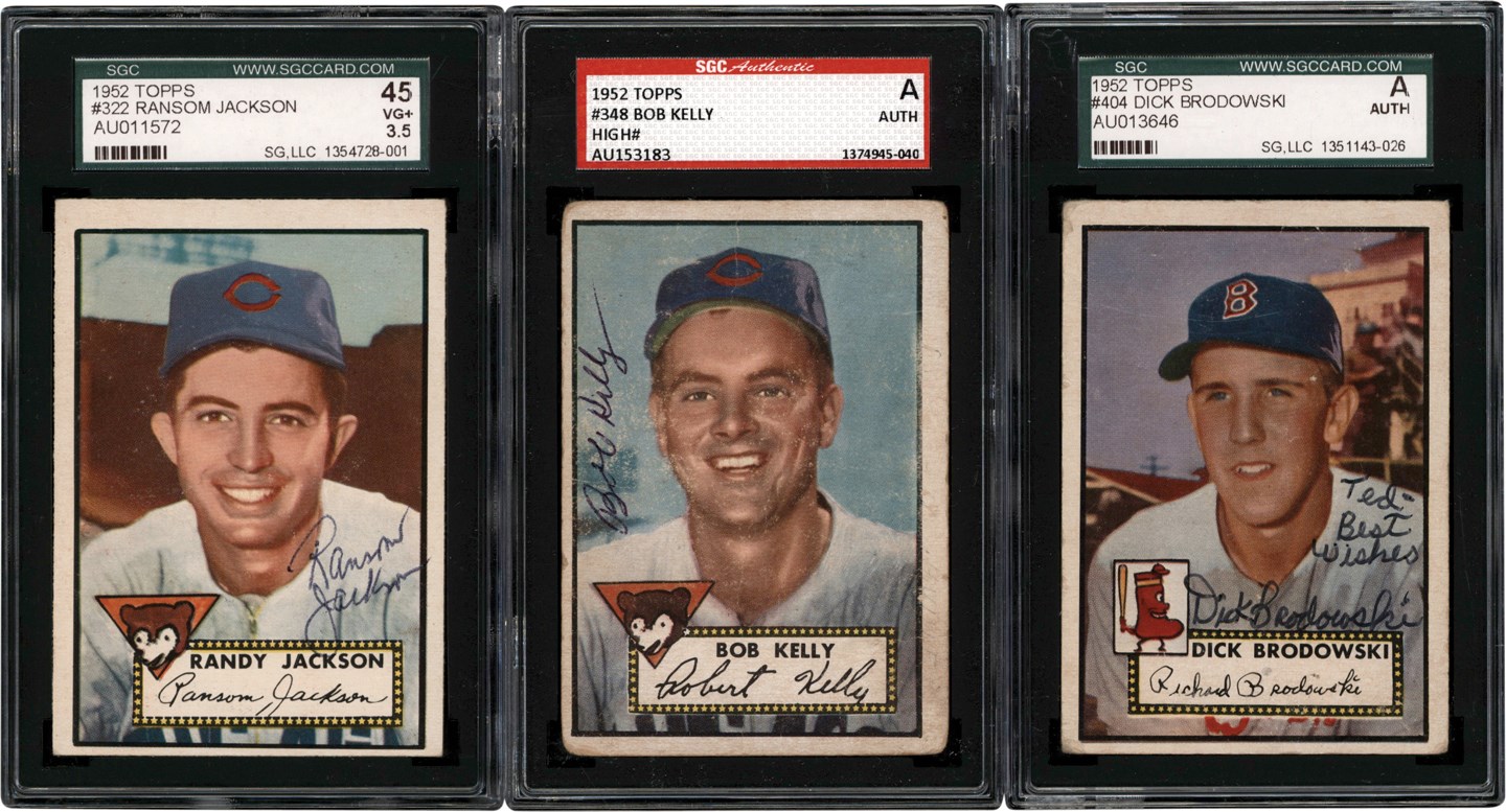 - 1952 Topps Baseball Signed High # SGC Authentic Trio (3)