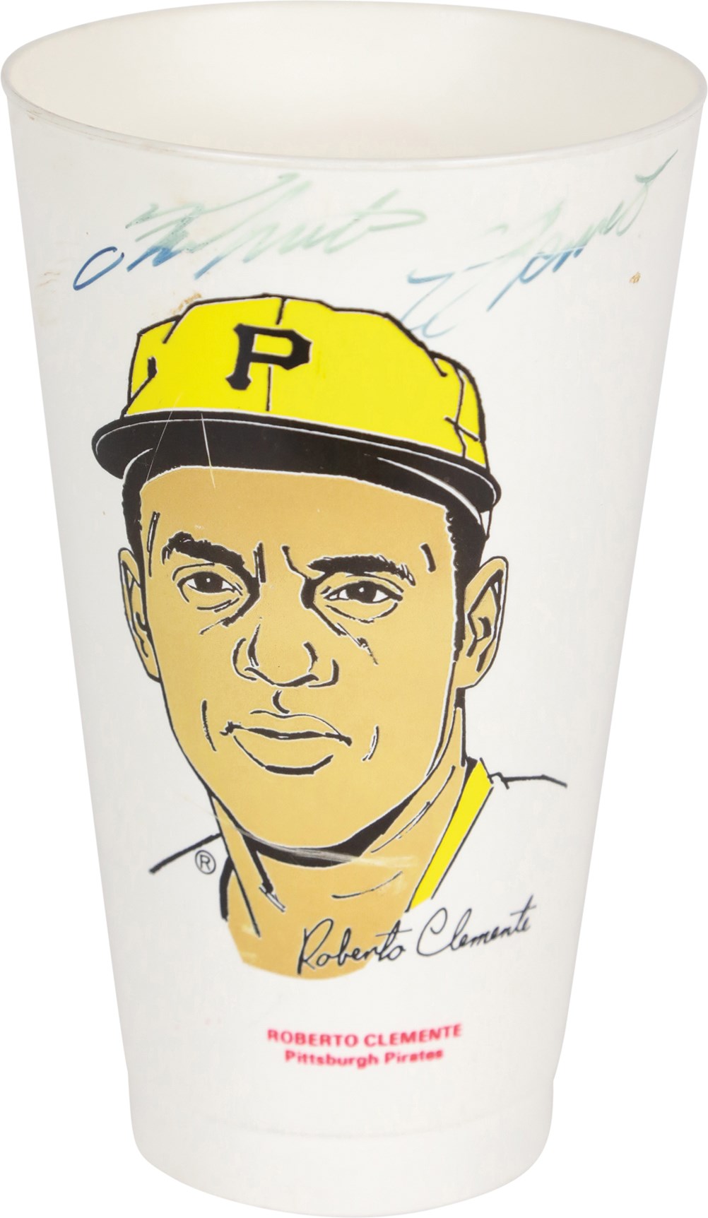 - Only Known 1972 Roberto Clemente Signed 7-Eleven Slurpee Cup (PSA)