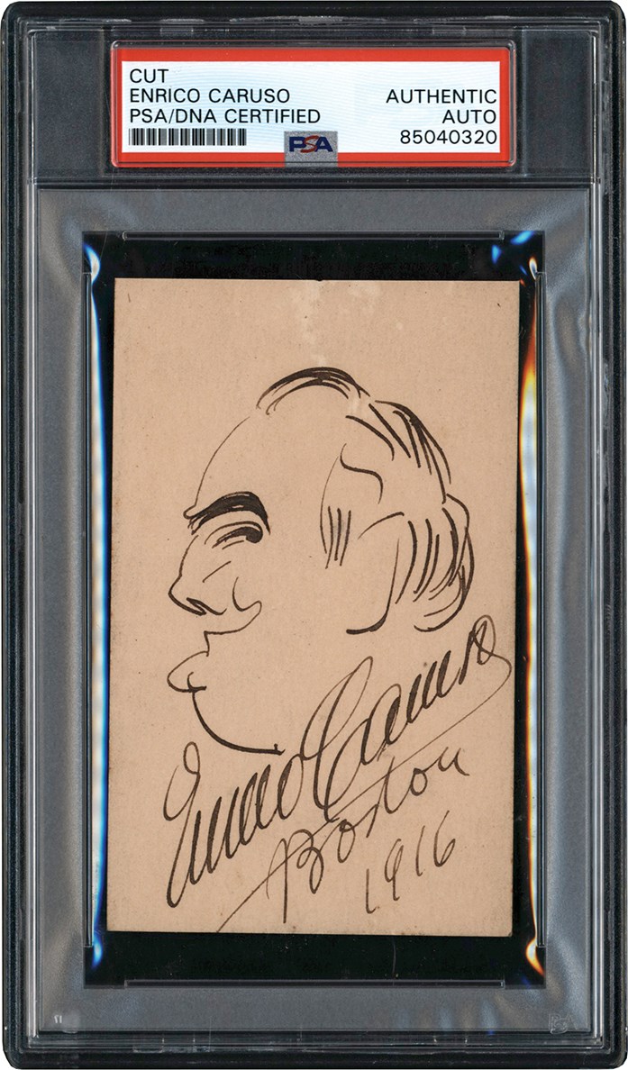 Rock And Pop Culture - 1916 Enrico Caruso Signed Hand Drawn Sketch (PSA)