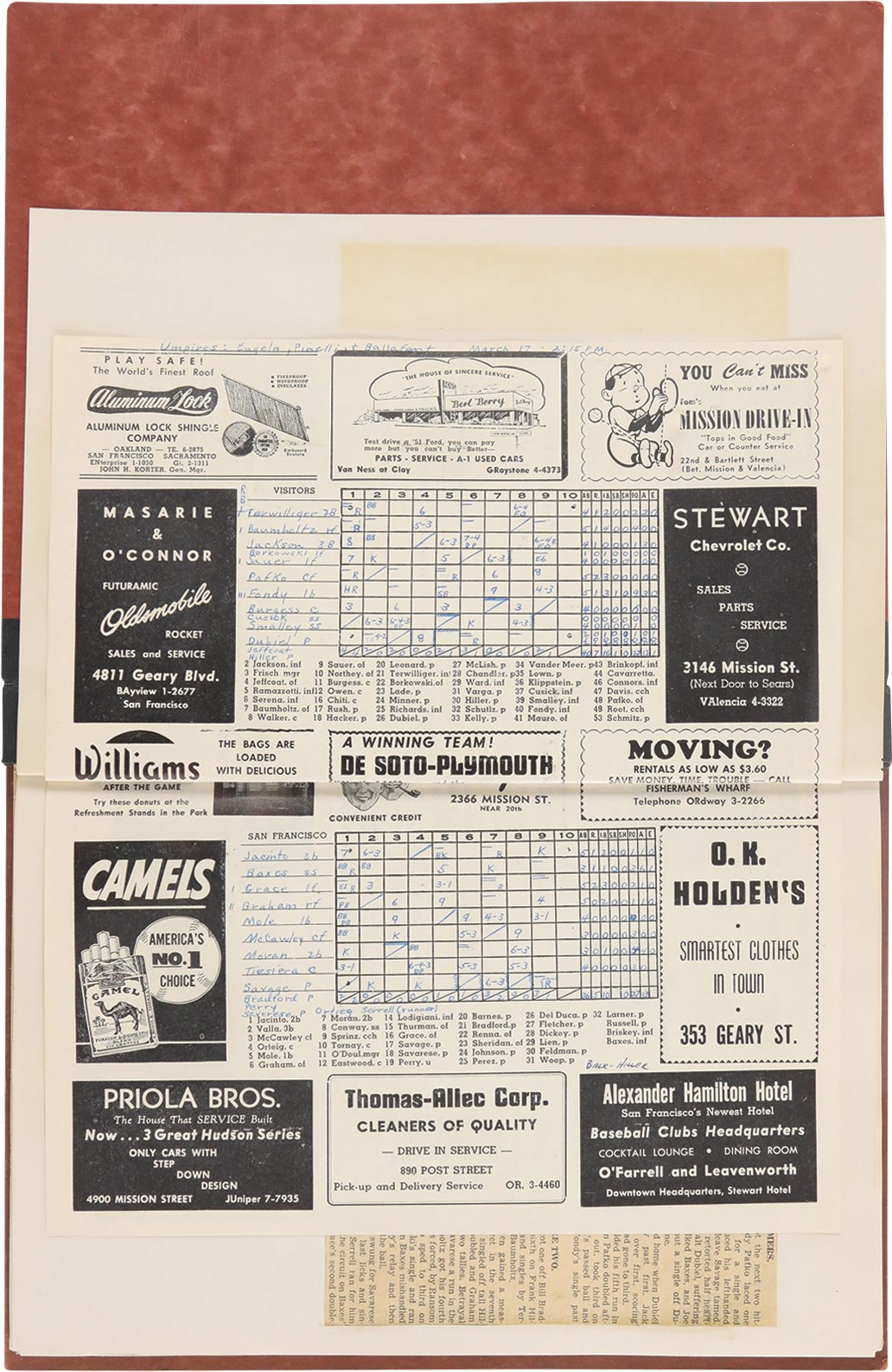 - 1951-53 MLB Teams vs. San Francisco Seals Scorecard Album w/Willie Mays