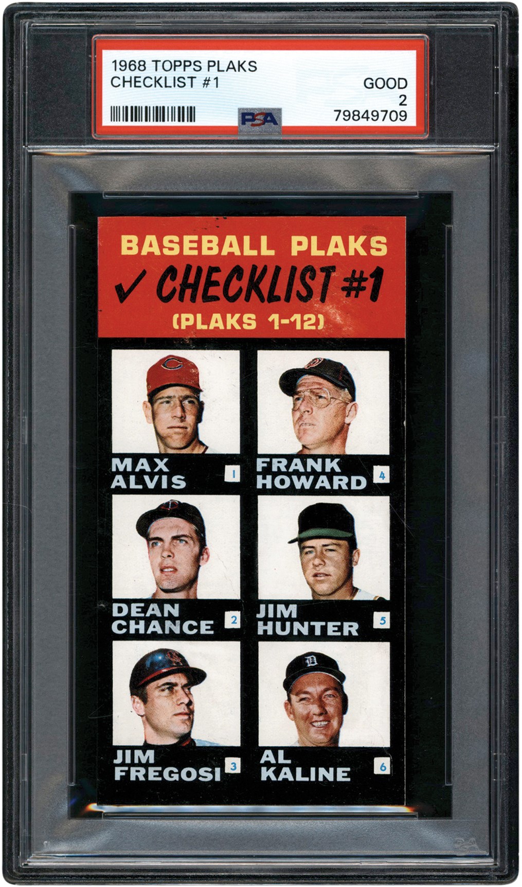 - 1968 Topps Plaks Checklist #1 w/Mickey Mantle PSA GD 2