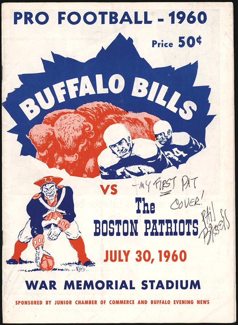 - 1960 First Ever AFL Game Buffalo Bills vs. Boston Patriots Program Signed by Phil Bissell
