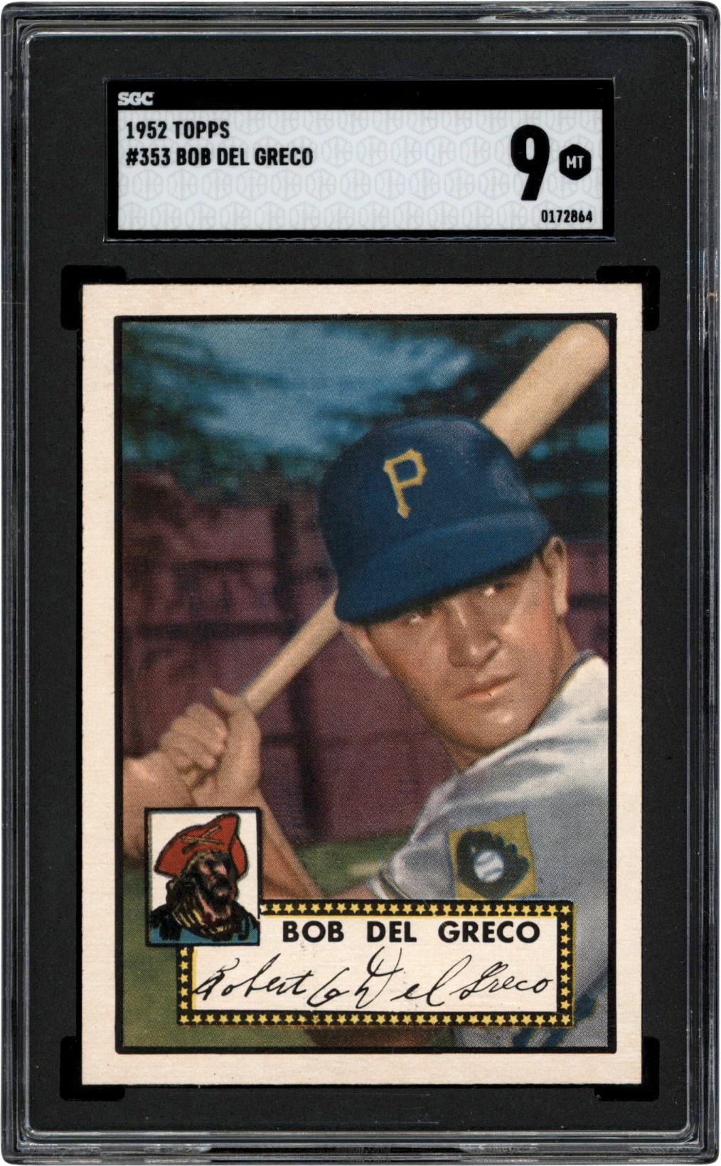 - 1952 Topps Baseball #353 Bob Del Greco SGC MINT 9 (Pop 1 of 1 Highest Graded)