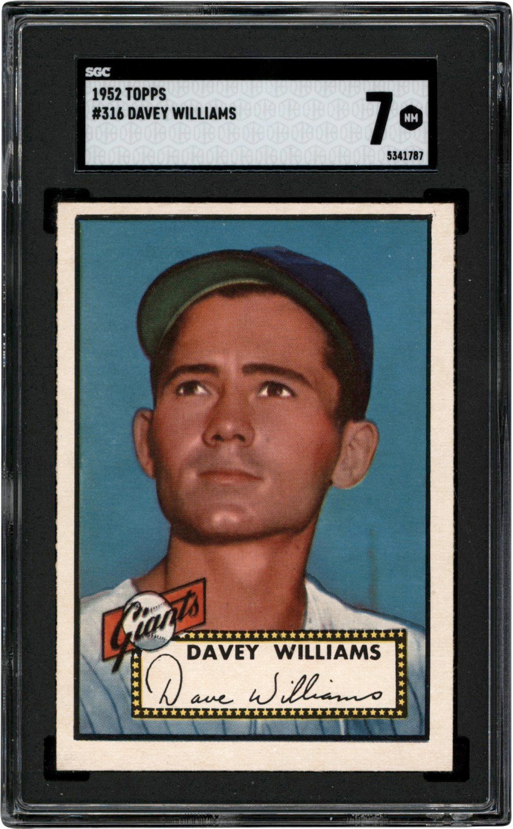- 1952 Topps Baseball #316 Davey Williams SGC NM 7