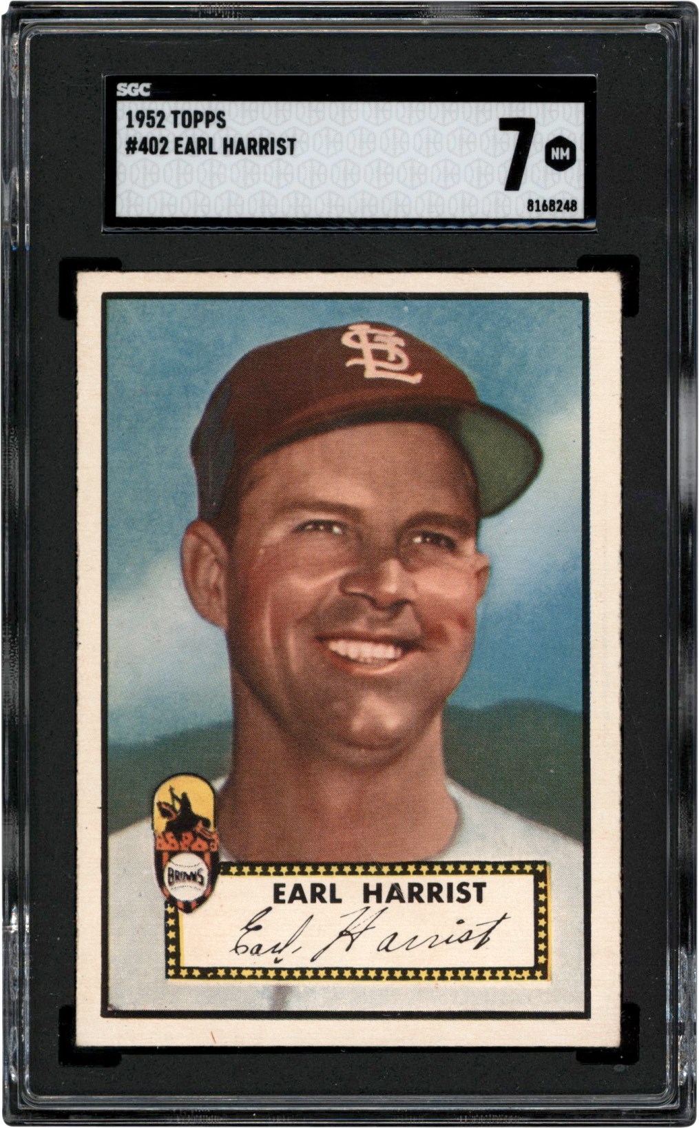 - 1952 Topps Baseball #402 Earl Harrist SGC NM 7