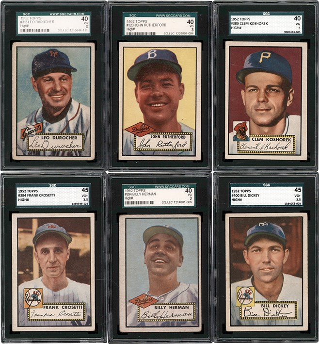 - 1952 Topps Baseball SGC VG 3 & VG+ 3.5 High # Collection w/Hall of Famers (15)