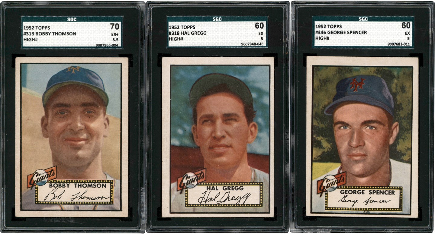 - 1952 Topps New York Giants SGC EX 5 & EX+ 5.5  High # Collection (3)