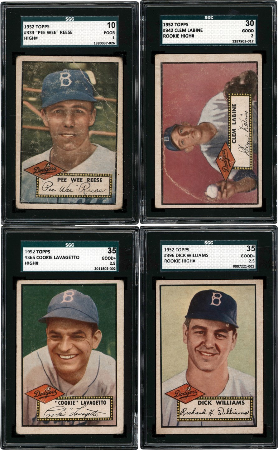 - 1952 Topps Baseball Brooklyn Dodgers SGC High # Quartet w/Reese (4)