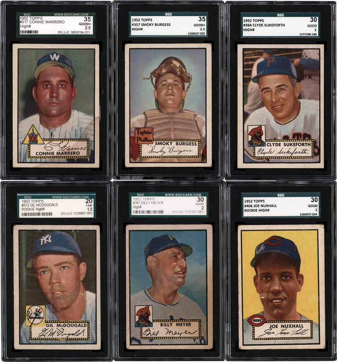 - 1952 Topps Baseball SGC High # Collection w/McDougald & Nuxhall (14)