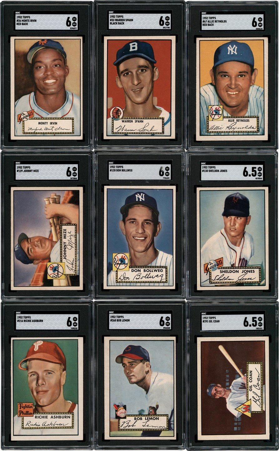 - 1952 Topps Baseball SGC EX-MT 6 & EX-MT+ 6.5 Collection w/Hall of Famers (46)