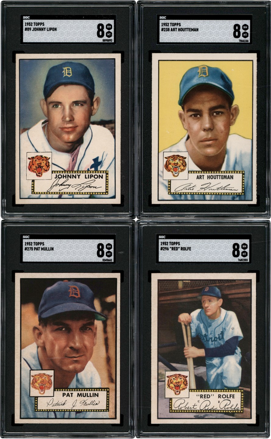 - 1952 Topps Detroit Tigers SGC NM-MT 8 Quartet (4)