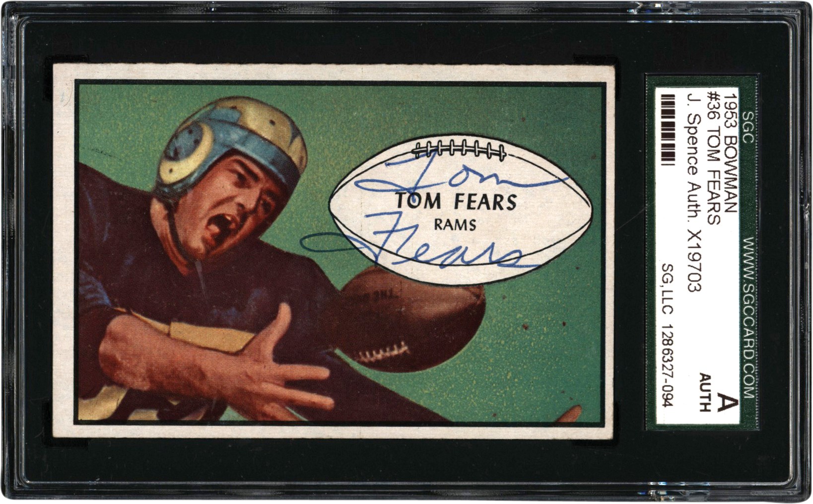 - Signed 1953 Bowman Football #36 Tom Fears Card SGC Authentic
