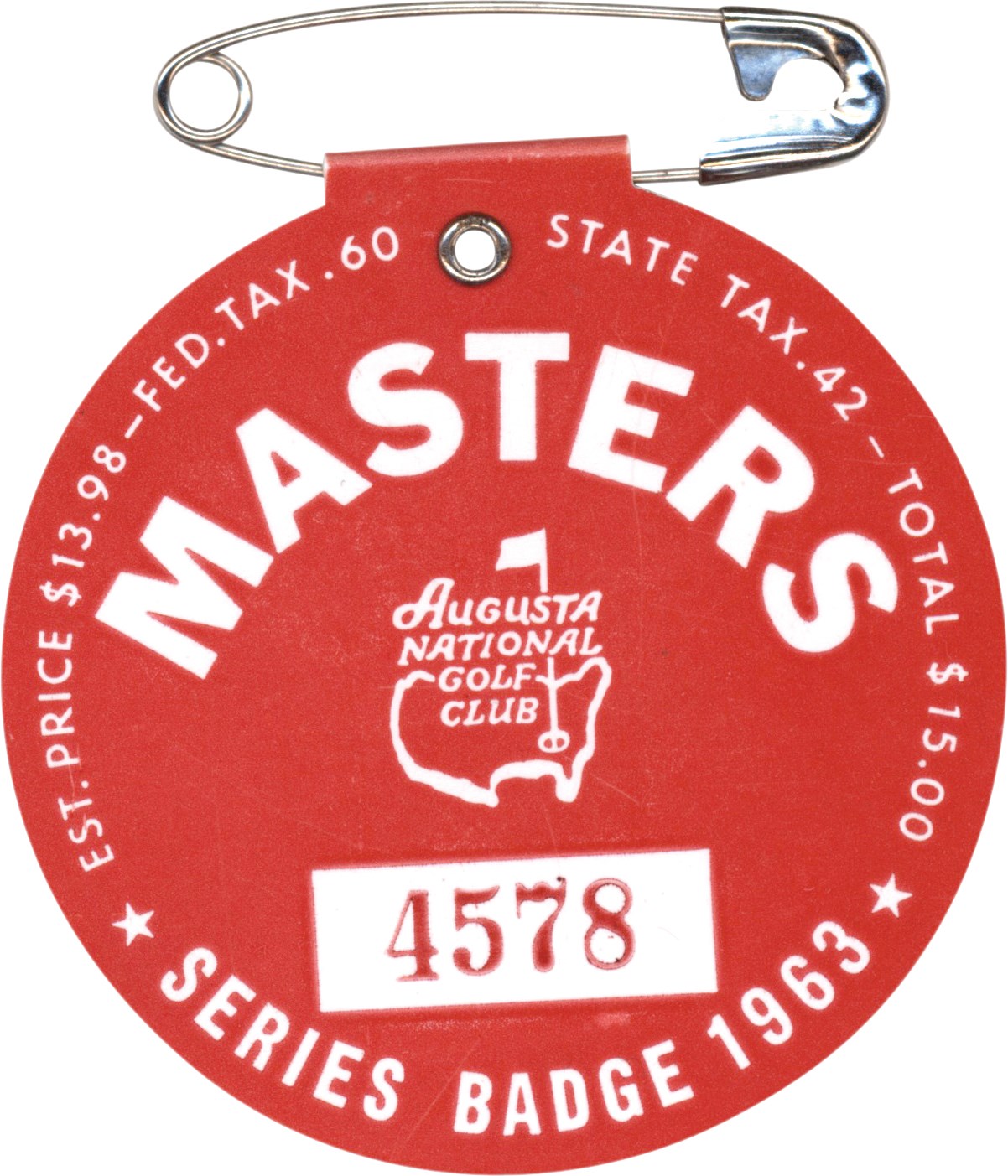 - 1963 Masters Badge - Jack Nicklaus First Masters Win