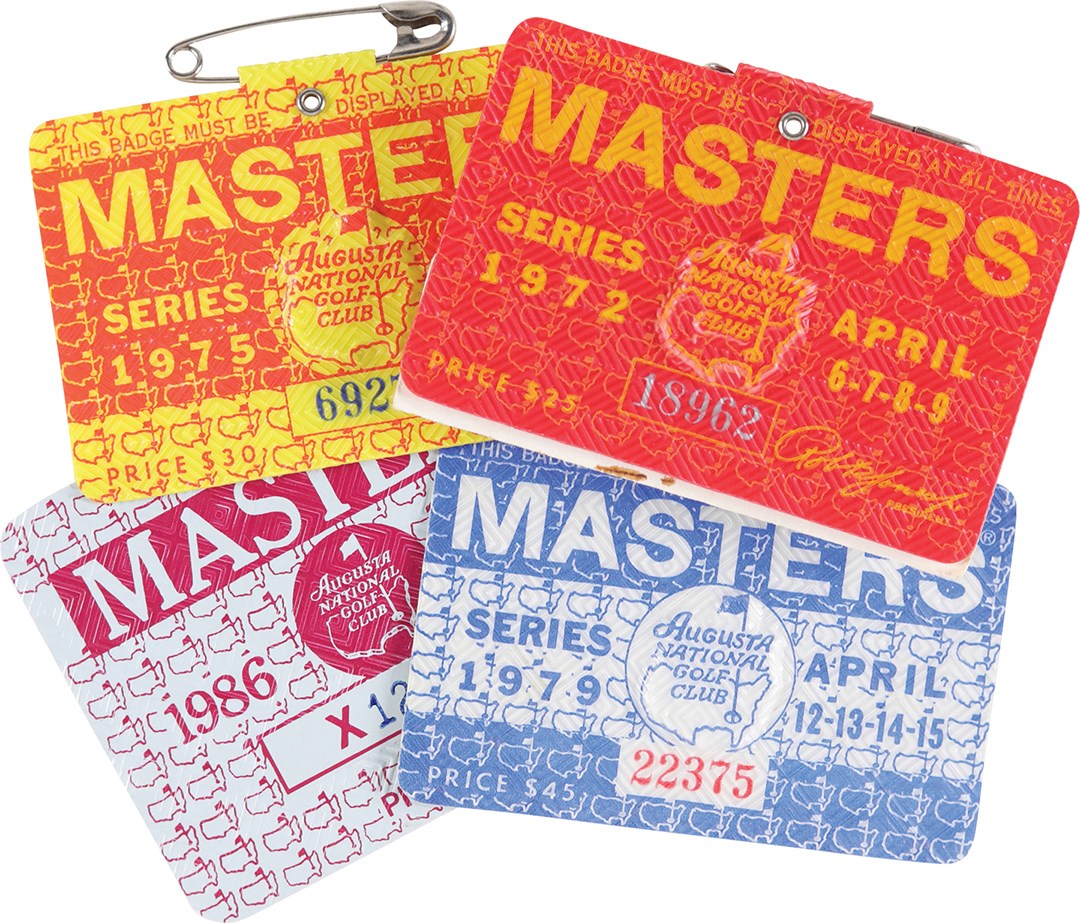 Olympics and All Sports - 1972, 1975, 1979, and 1986 Masters Badges (4)