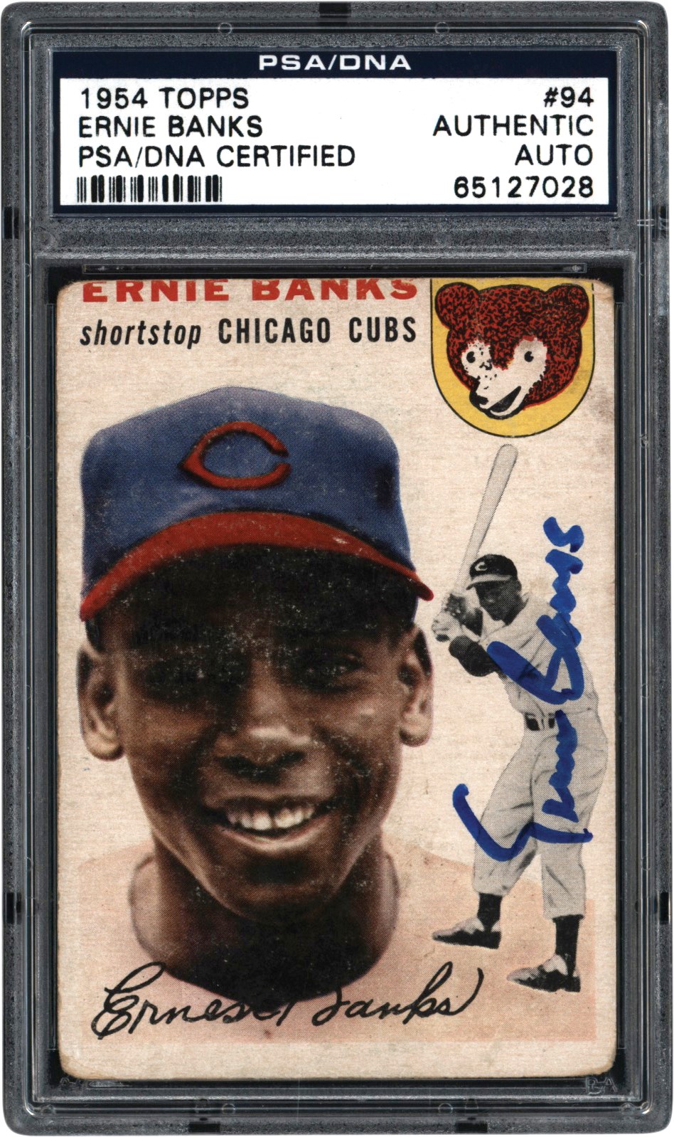 - 1954 Topps Baseball #94 Ernie Banks Signed Rookie Card PSA Authentic