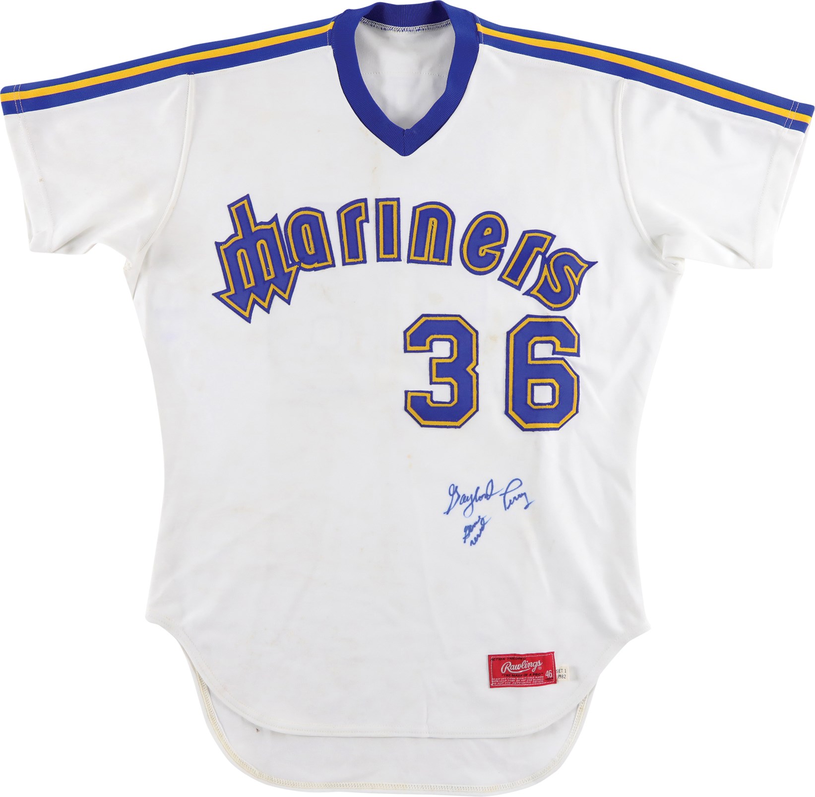 - 1982 Gaylord Perry Seattle Mariners Game Worn Jersey (MEARS A10)