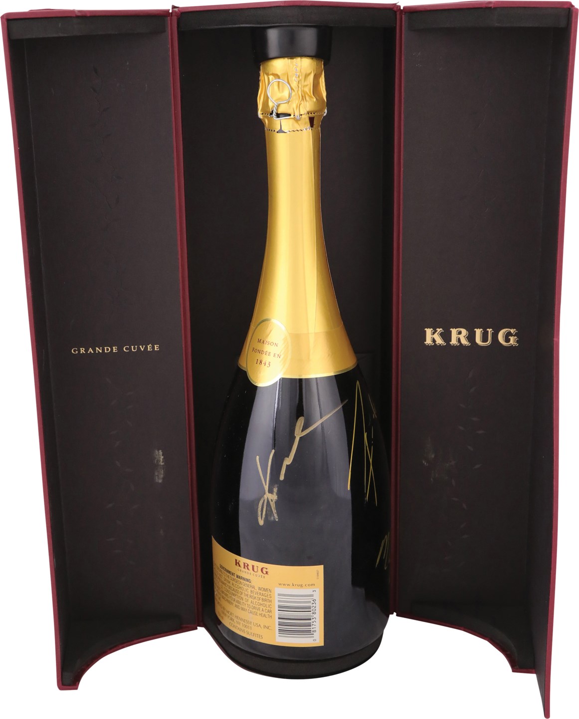 - 2012-13 Los Angeles Lakers Team-Signed Champagne Bottle w/Kobe Bryant (5 Autos) (PSA)