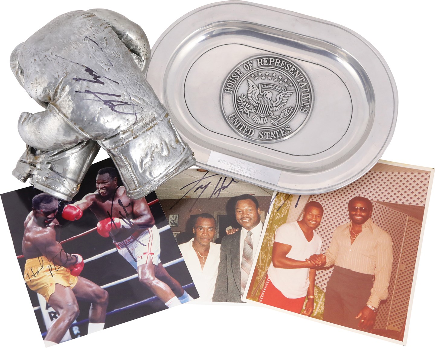 - Larry Holmes Collection Featuring "Bronzed" Fight Gloves and Personal Photo Album (21 Items)