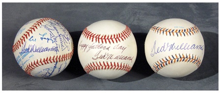 Three Unusual Ted Williams Signed Baseballs