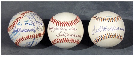 Ted Williams - Three Unusual Ted Williams Signed Baseballs