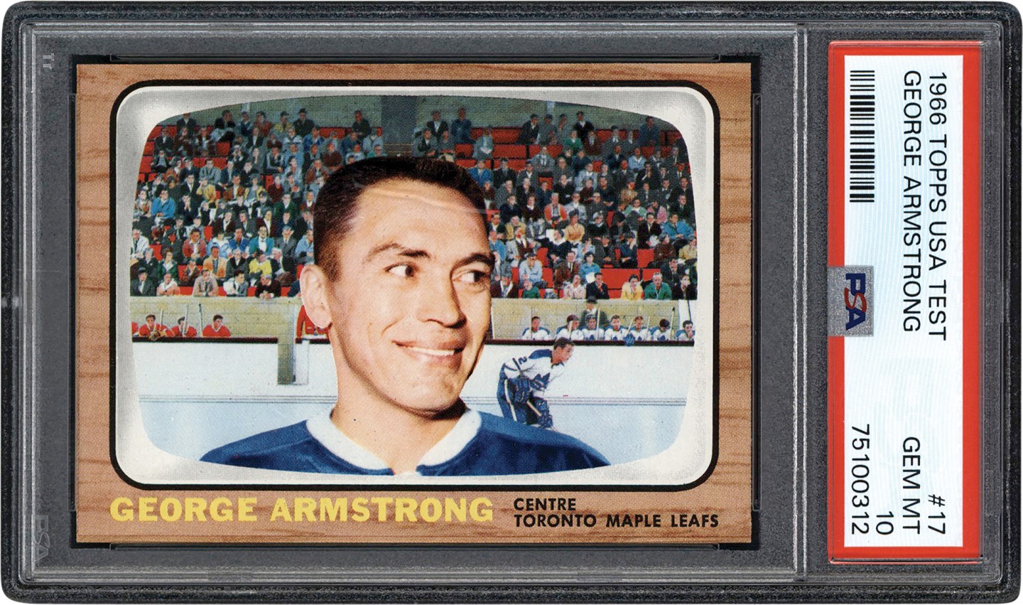 - 1966 Topps USA Test Hockey #17 George Armstrong PSA GEM-MT 10 - One of Three 10s in Entire Set (Pop 1 of 1)