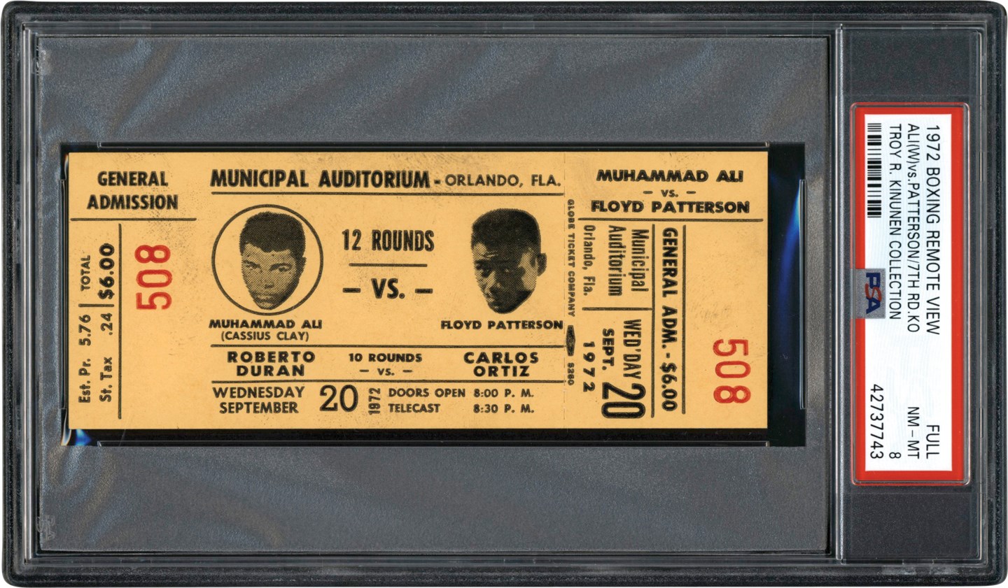 - 1972 Ali vs. Patterson II Closed-Circuit Broadcast Full Ticket PSA NM-MT 8