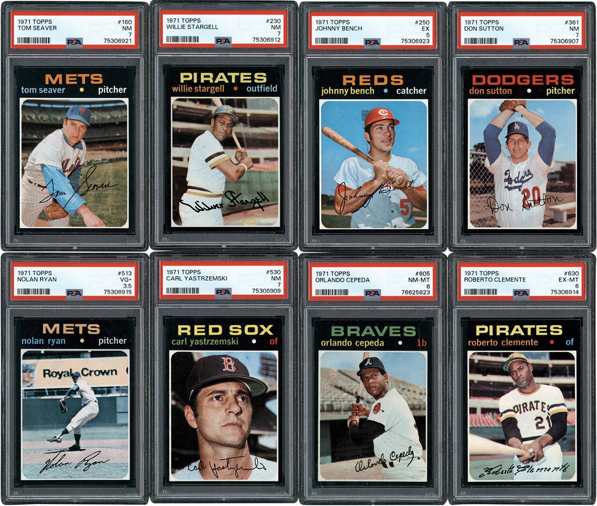 - 1971 Topps Baseball Partial Set w/Roberto Clemente PSA EX-MT 6 (655/752)