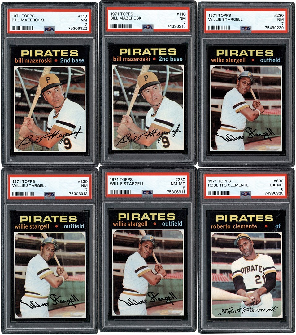 - 1971 Topps Pittsburgh Pirates Hall of Fame PSA Collection w/Clemente, Stargell & Mazeroski (6)