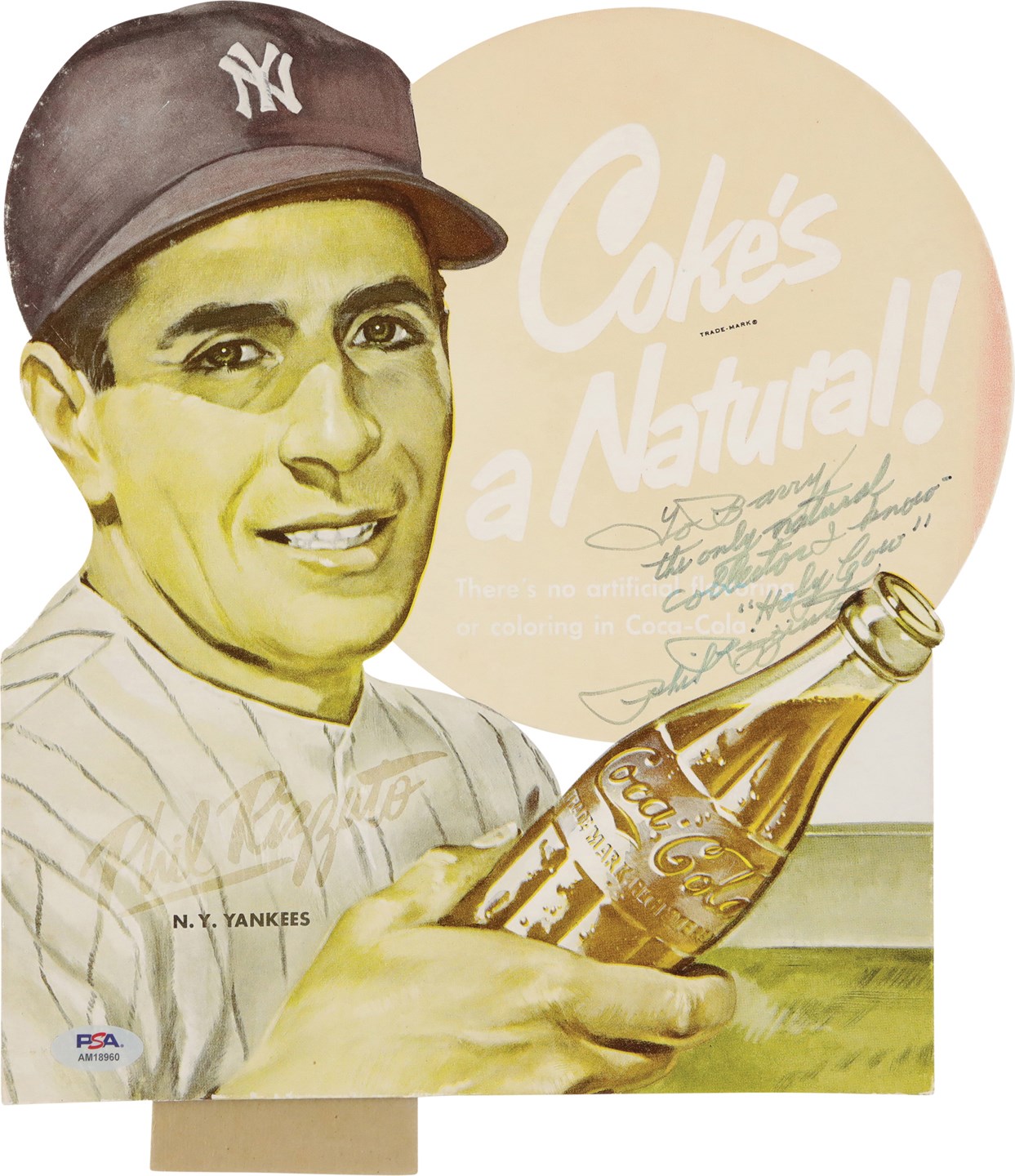 - 1950s Phil Rizzuto Signed Coca Cola Advertisement -  Inscribed to Hobby Legend Barry Halper (PSA/DNA)