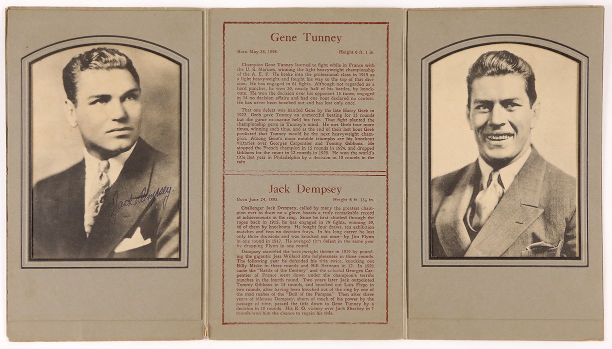 - 1927 Jack Dempsey vs. Gene Tunney Souvenir Trifold Program